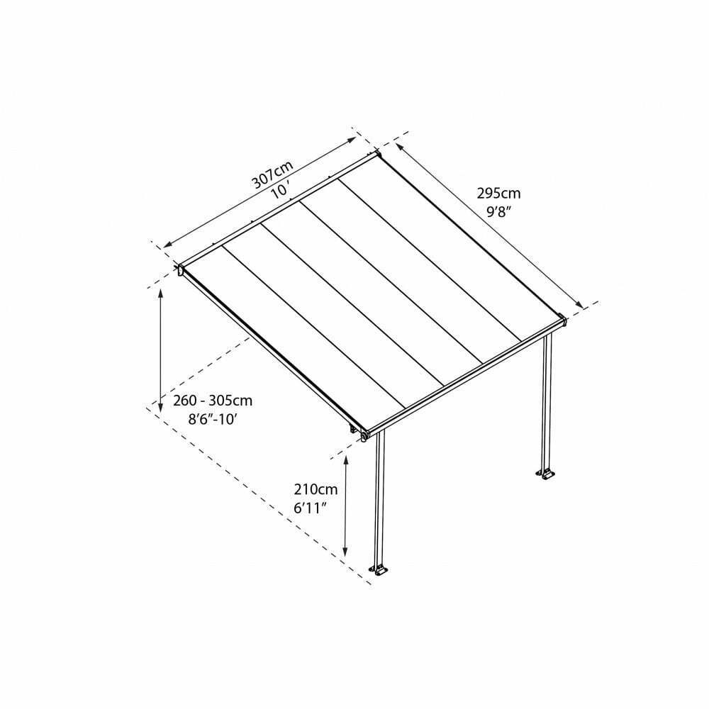 Tuscany Patio Cover Aluminium 3 x 3.05m - Grey By Palram Canopia