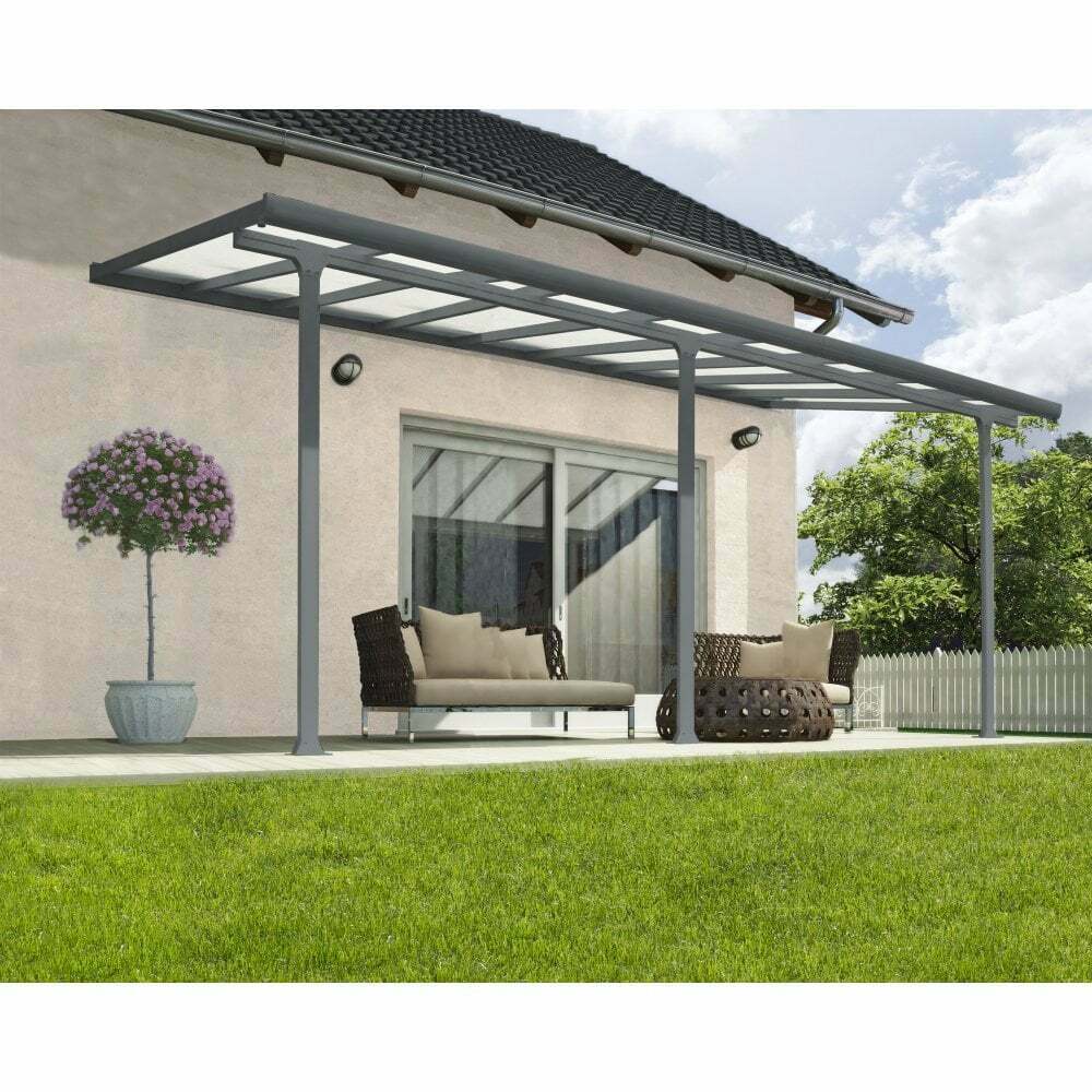 Tuscany Patio Cover Aluminium 3 x 4.25m - Grey By Palram Canopia