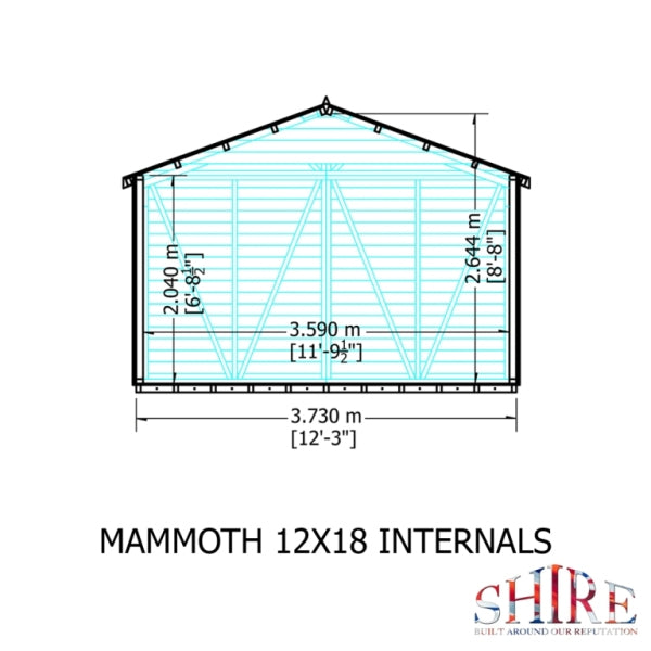 Shire Mammoth Loglap Double Door Shed - 12x18