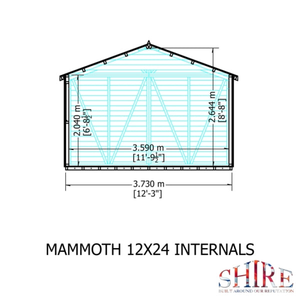 Shire Mammoth Loglap Double Door Shed - 12x24