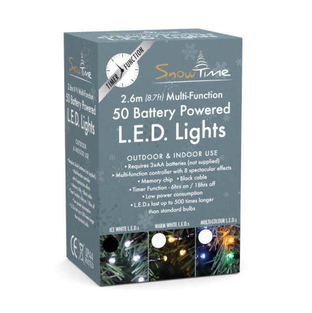 50 Ice White LED Chasing Lights Battery Operated Outdoor