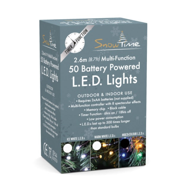 50 Multi LED Chasing Lights Battery Operated Outdoor