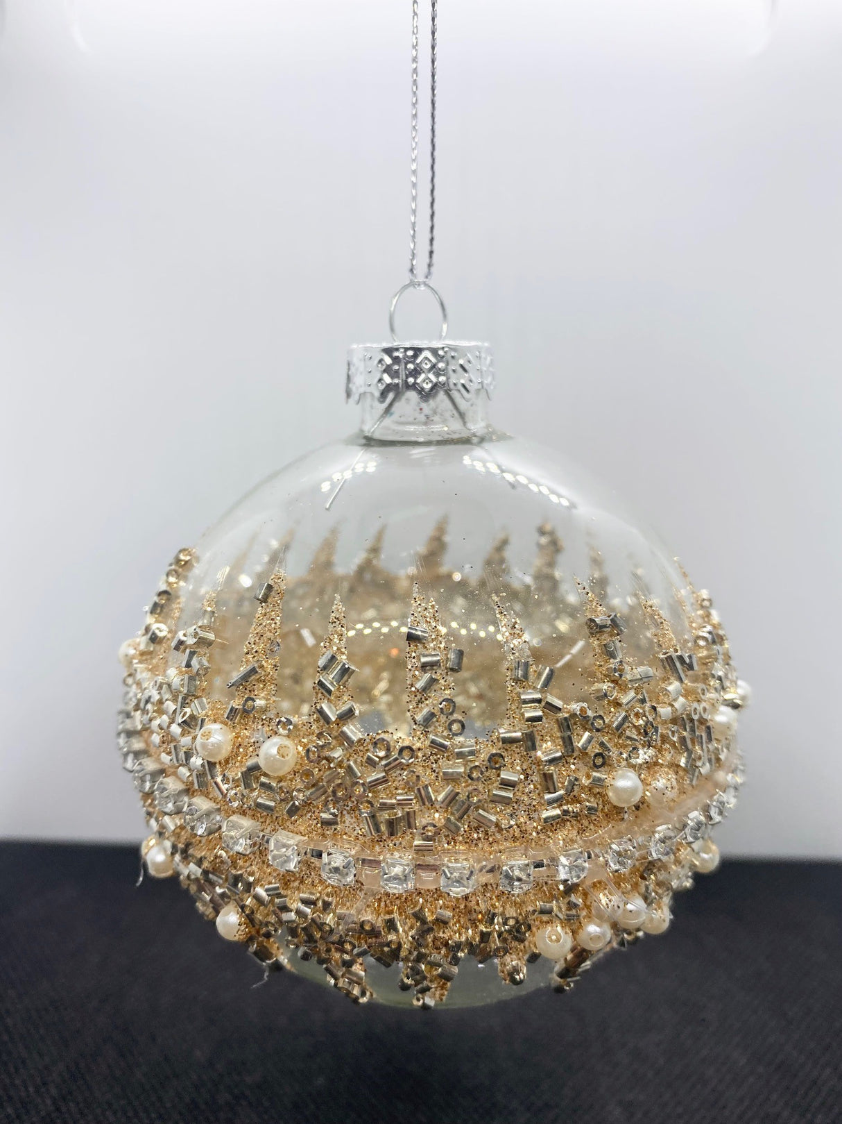 Set of 3 Gold Encrusted Christmas Tree Decorations 80mm