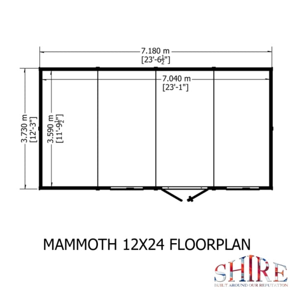 Shire Mammoth Loglap Double Door Shed - 12x24