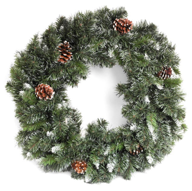 60cm Snow King Fir Wreath with 200 Tips and 5 Cones