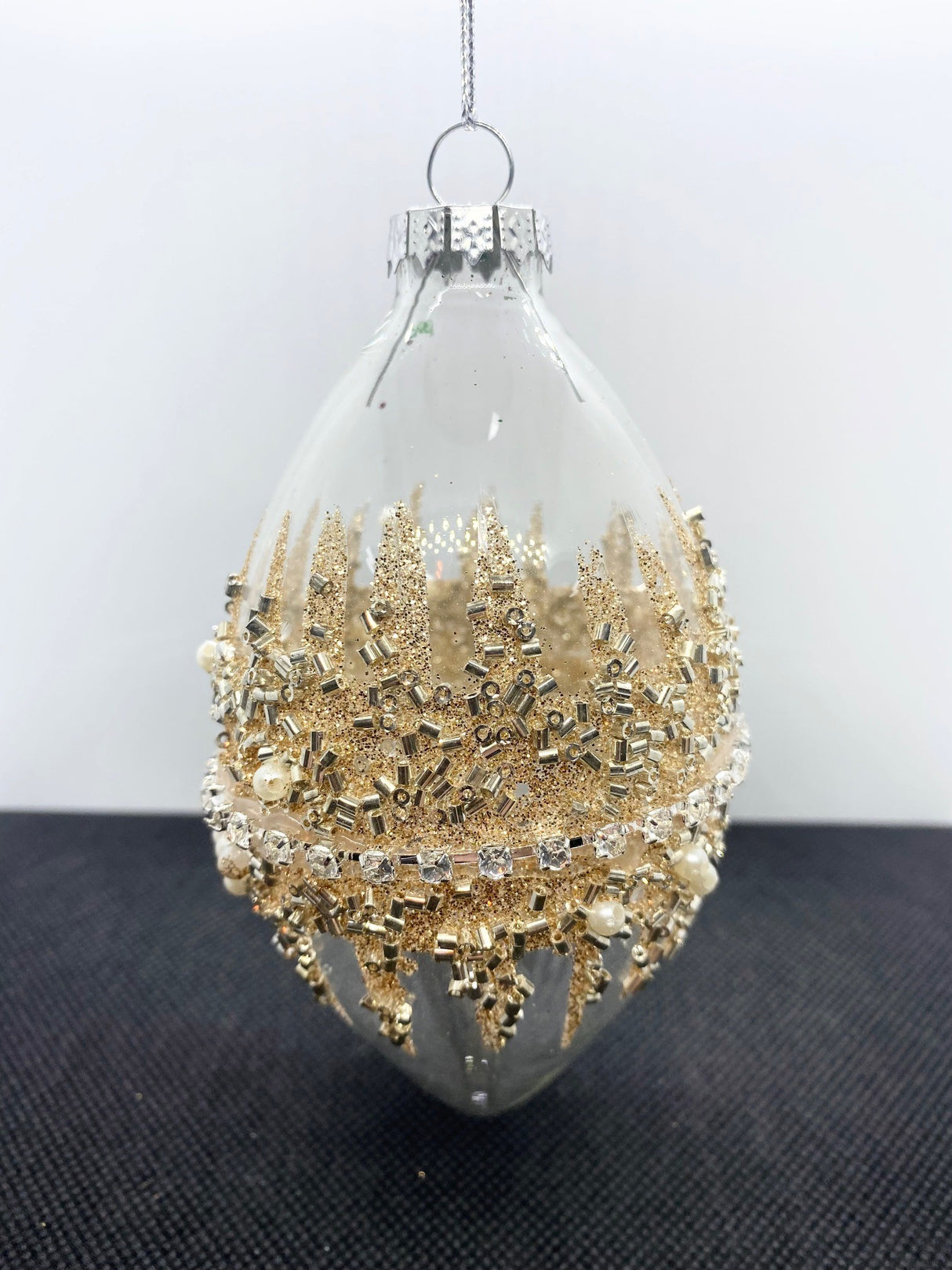 Set of 3 Gold Encrusted Christmas Tree Decorations 80mm