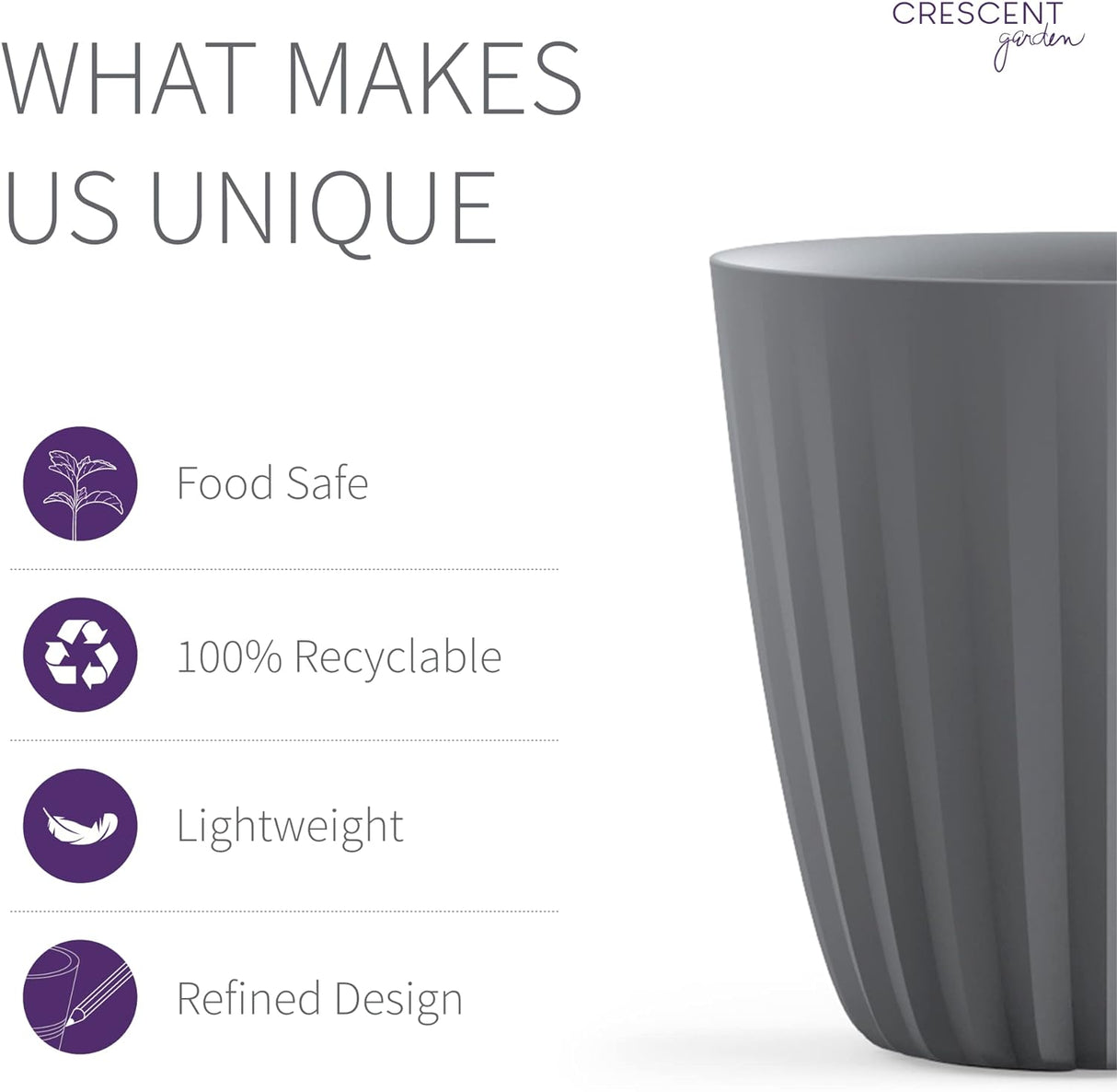 Crescent Garden Pleat Planter 15" Slate