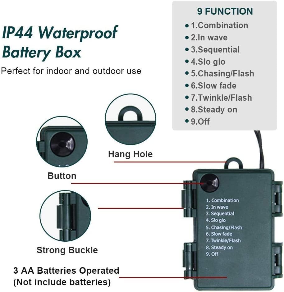 100 LED Chasing Lights Battery Operated - Warm White