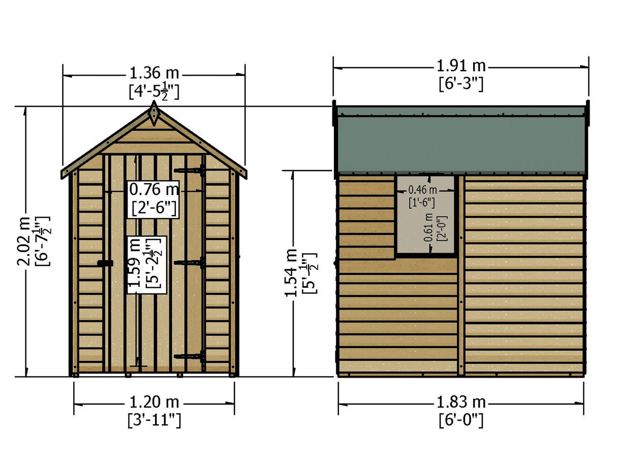 Garden Value Overlap 6 x 4 Shed with Window