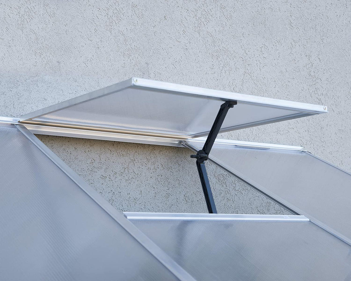 8' x 4' Lean-To Greenhouse - Silver Frame & Clear Polycarbonate Panels