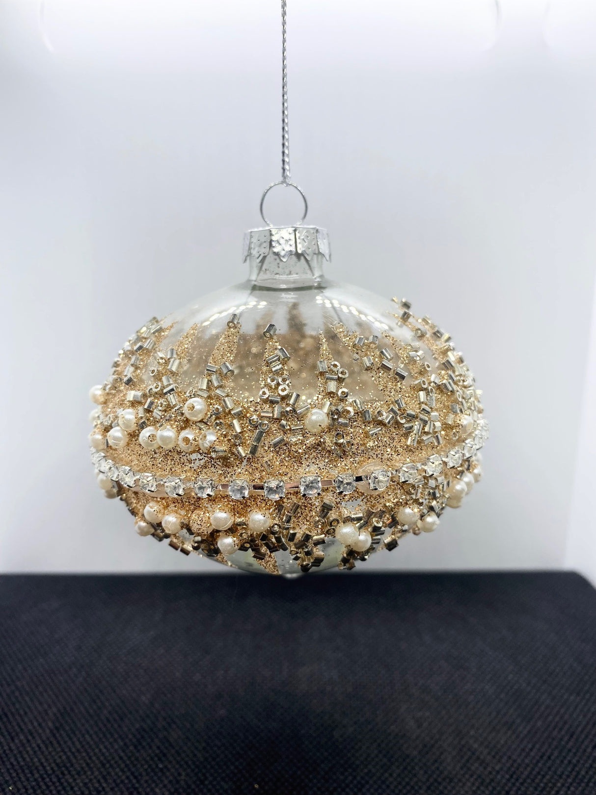 Set of 3 Gold Encrusted Christmas Tree Decorations 80mm