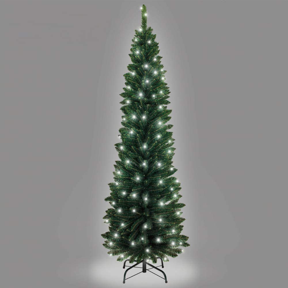 Pre-Lit Pencil Pine Christmas Tree 5ft/150cm - Ice White LEDs