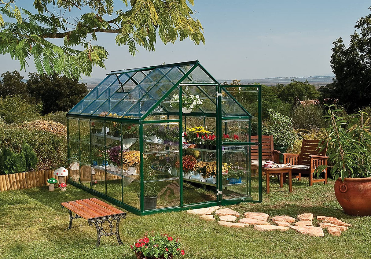 Harmony 6' x 10' Greenhouse - Green Frame & Clear Polycarbonate Panels