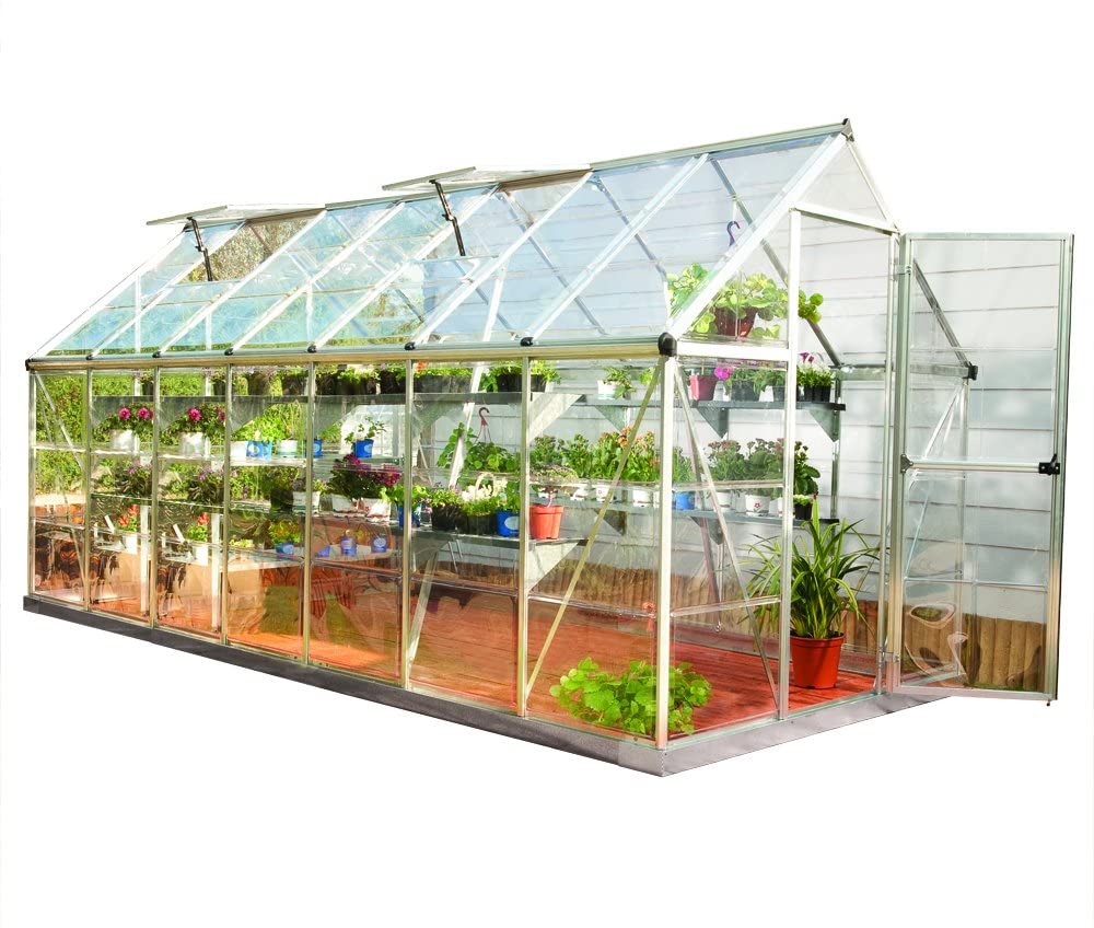 Harmony 6' x 14' Greenhouse - Silver Frame & Clear Polycarbonate Panels