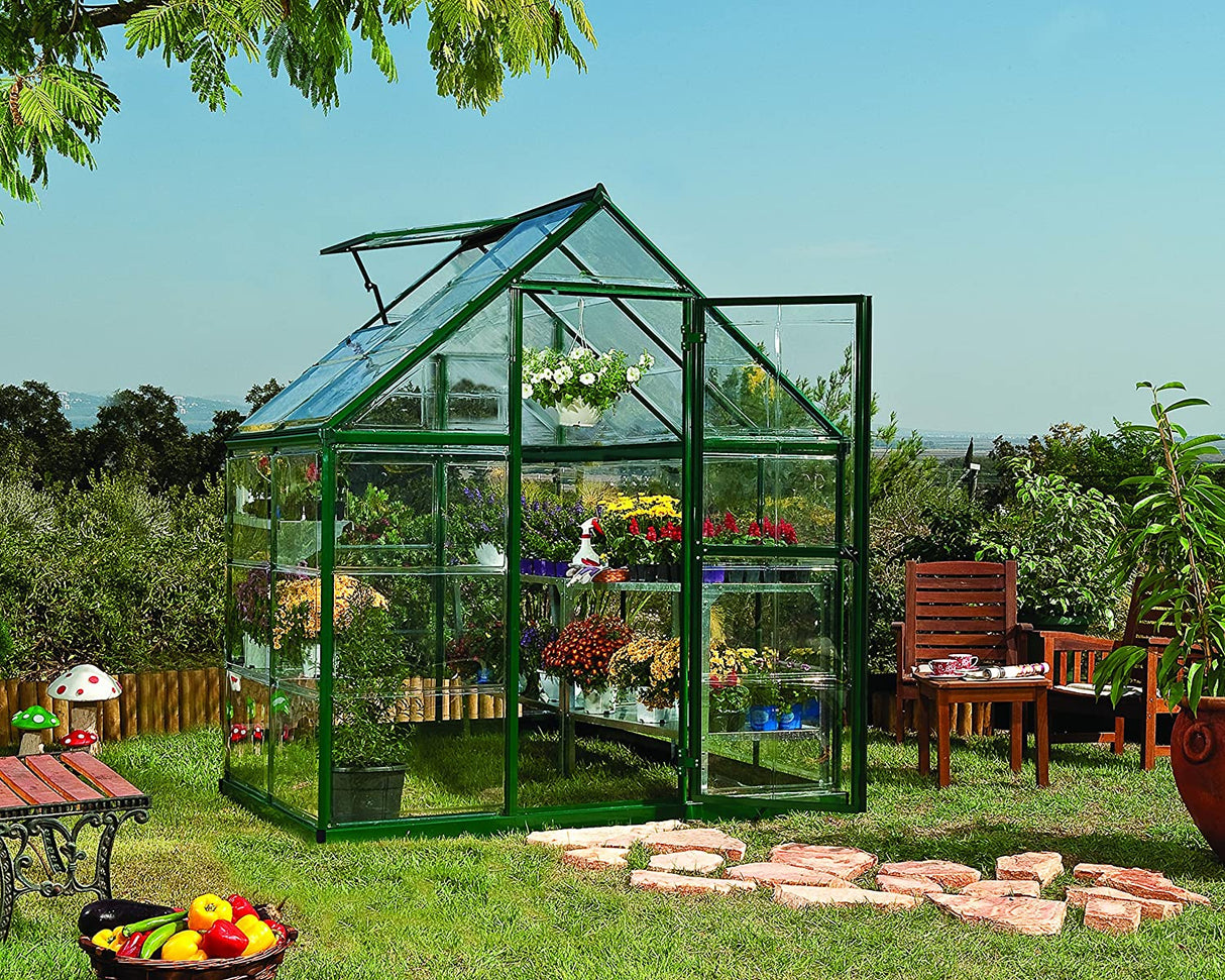 Harmony 6' x 4' Greenhouse - Green Frame & Clear Polycarbonate Panels