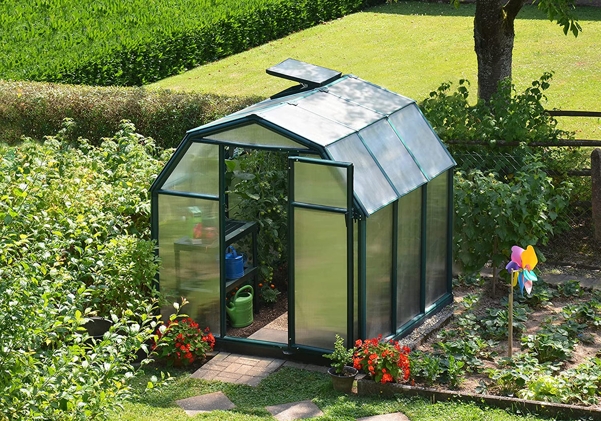 Eco Grow 6' x 6' Greenhouse - Green Frame & Twinwall Polycarbonate Panels