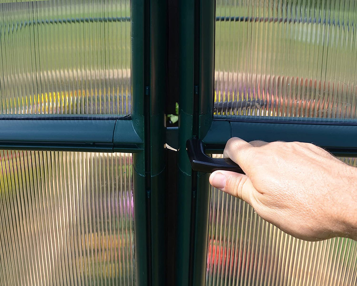 Eco Grow 6' x 8' Greenhouse - Green Frame & Twinwall Polycarbonate Panels