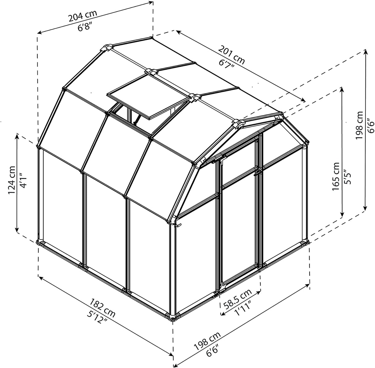 Eco Grow 6' x 6' Greenhouse - Green Frame & Twinwall Polycarbonate Panels