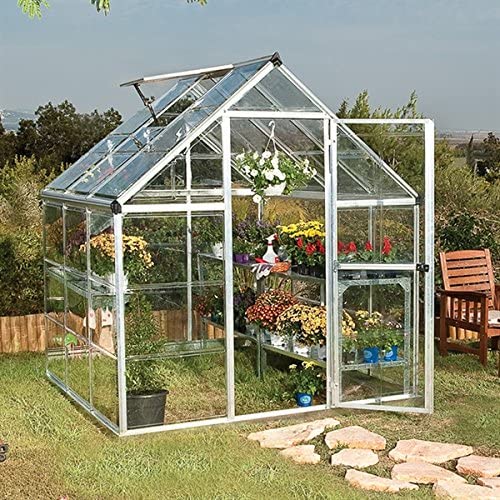 Harmony 6' x 6' Greenhouse - Silver Frame & Clear Polycarbonate Panels