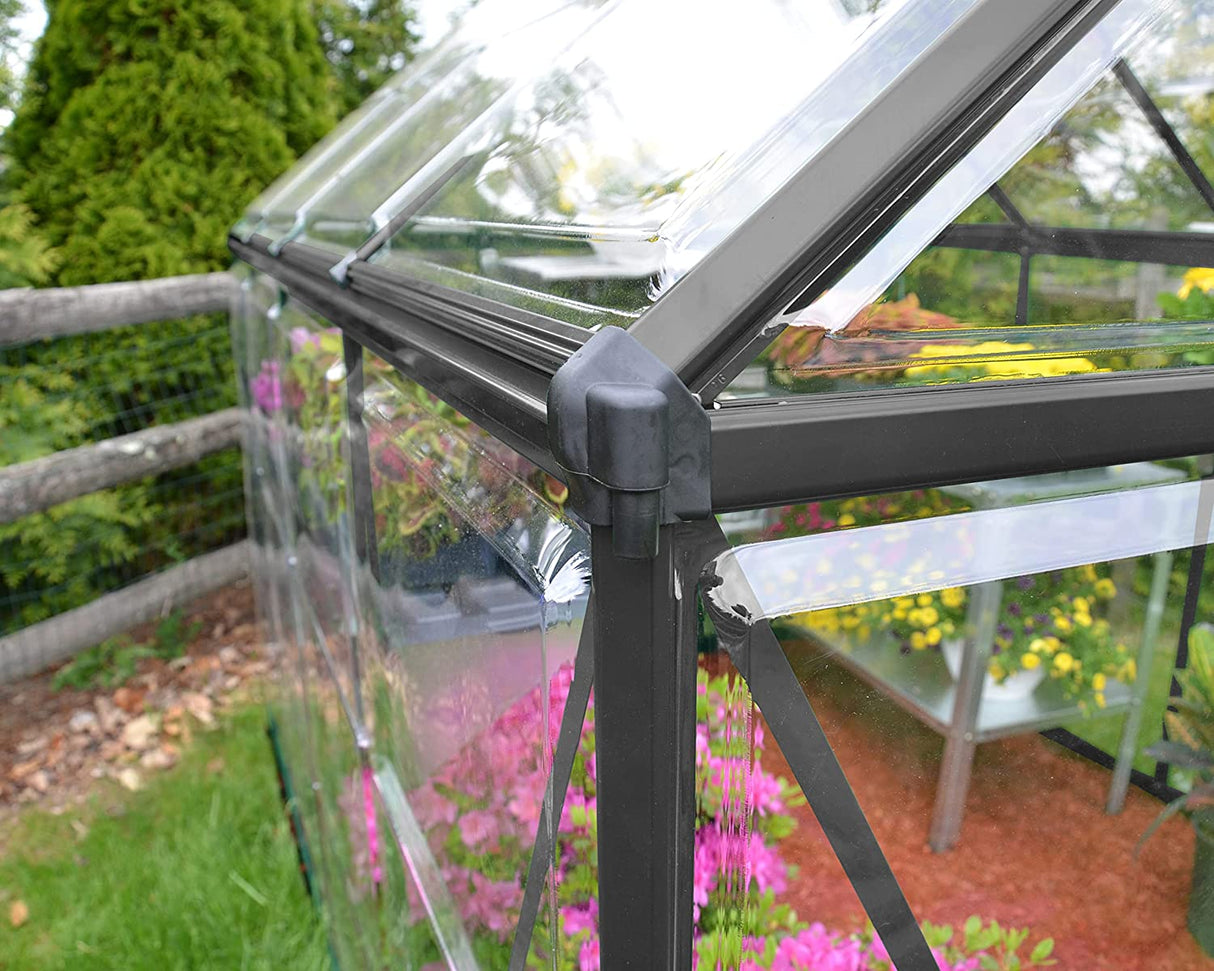 Harmony 6' x 10' Greenhouse - Grey Frame & Clear Polycarbonate Panels