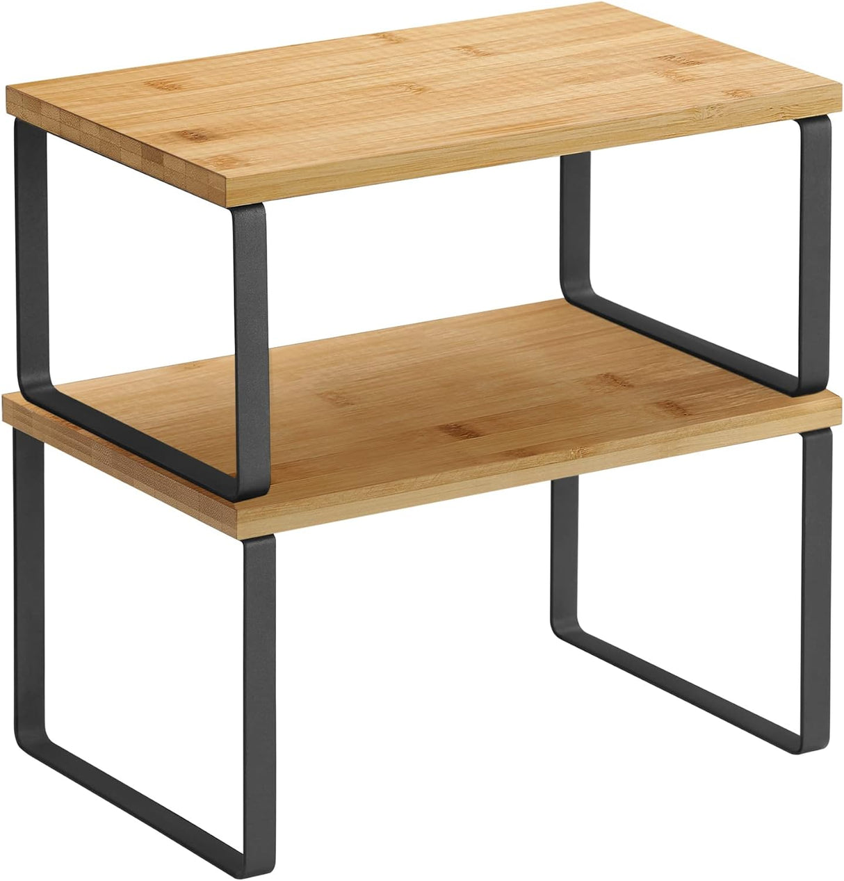 Black and Natural Storage Shelves Set of 2