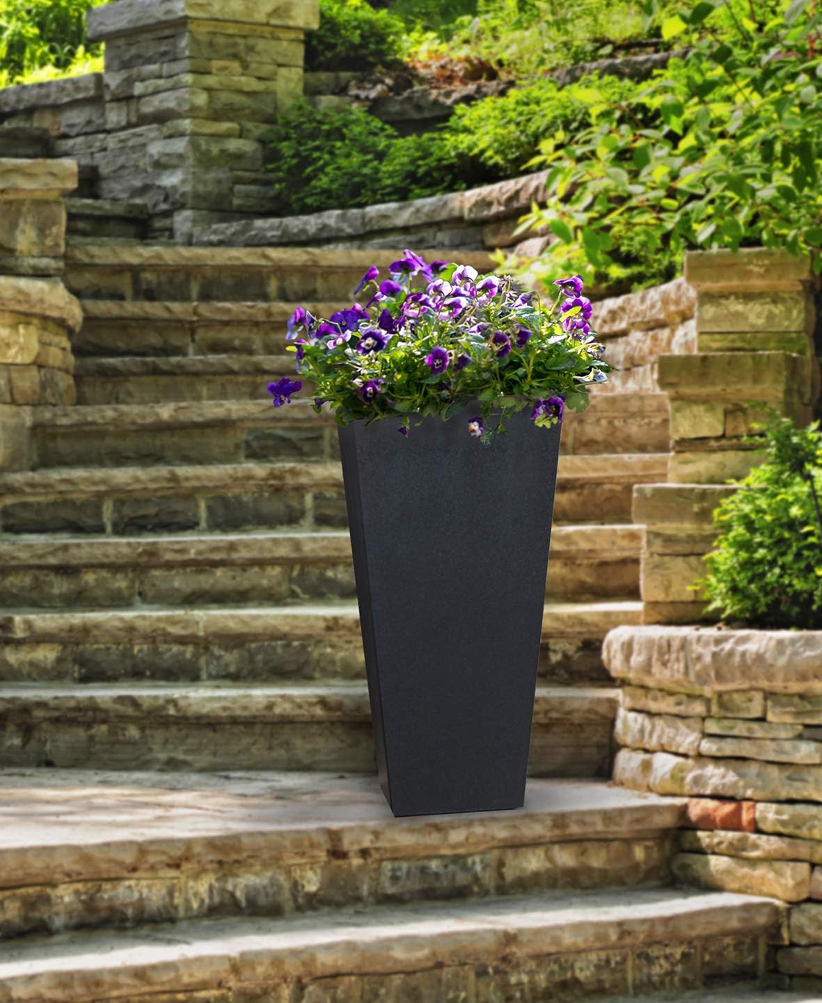 70cm Sonata Recycled Rubber Plant Pot Slate
