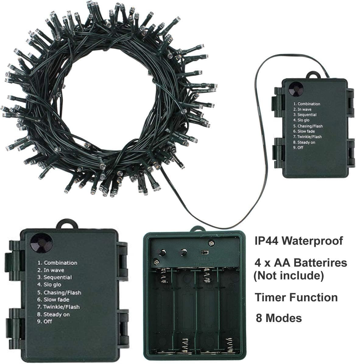 50 LED String/Fairy Christmas Lights - Warm White (Battery Operated)