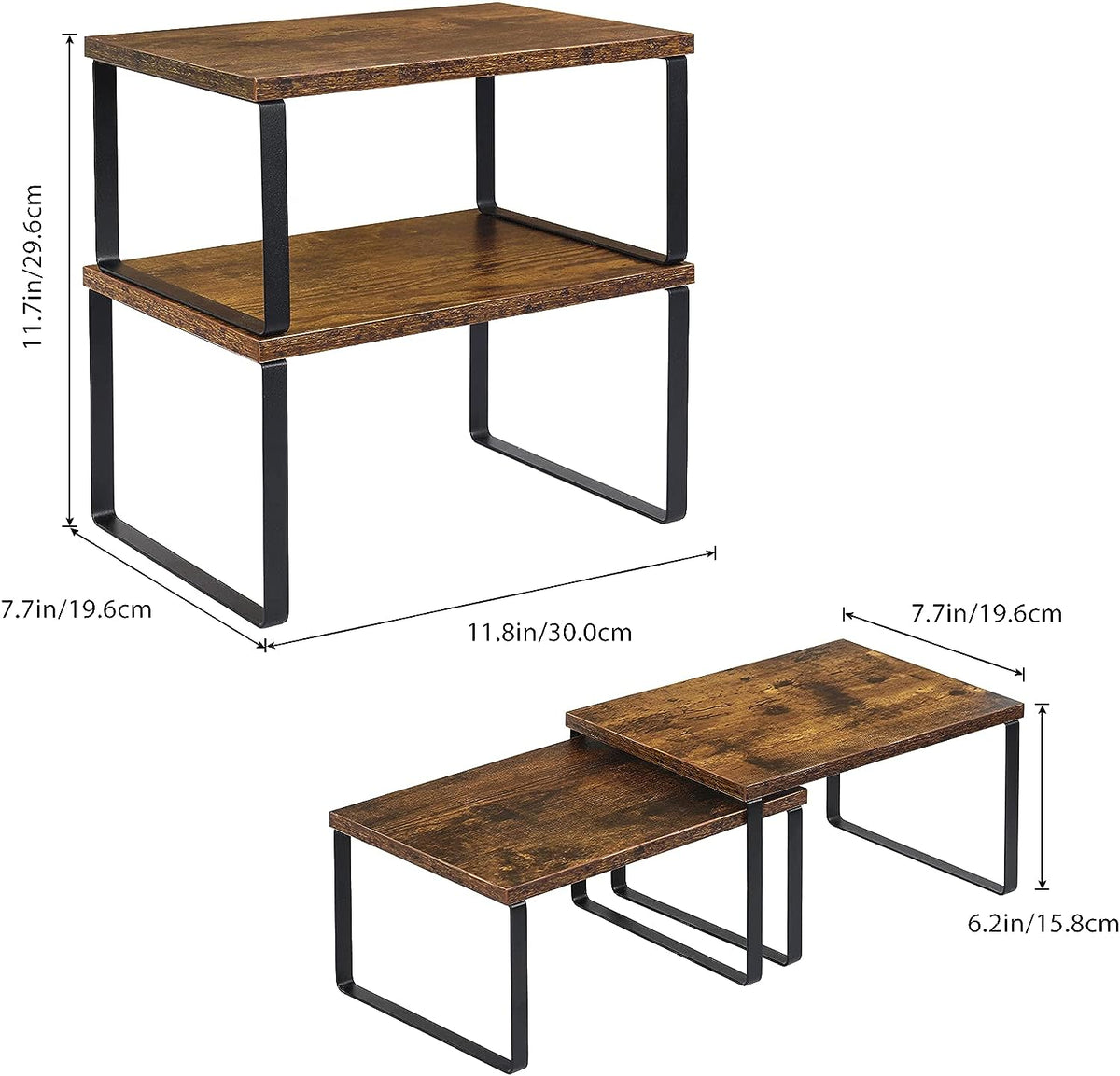 Wooden top Storage Shelves - Set of 2