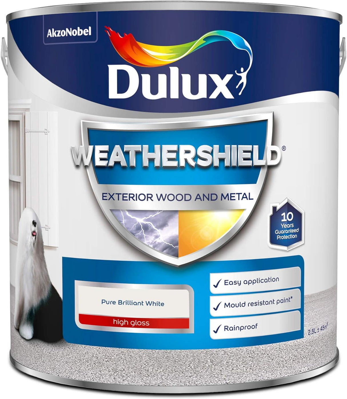 Dulux Weather Shield Exterior High Gloss Pure Brilliant White Paint 750ml