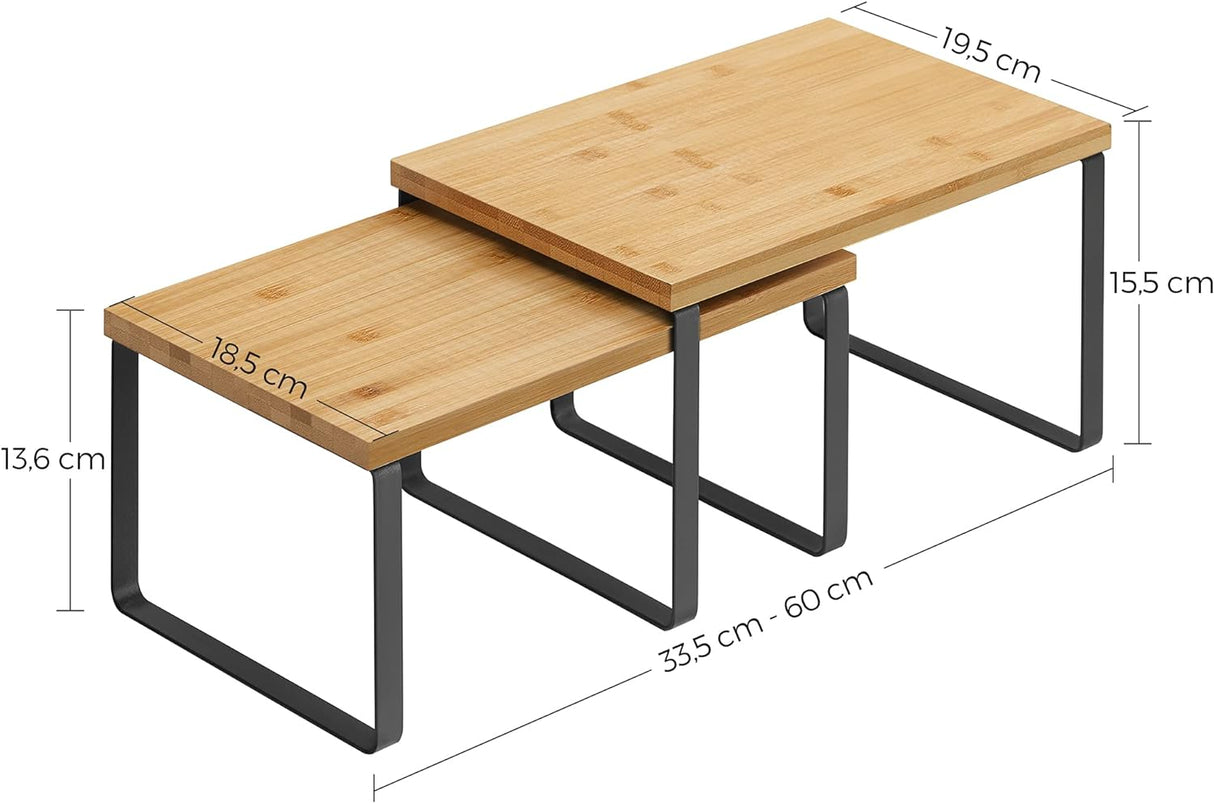 Black and Natural Storage Shelves Set of 2