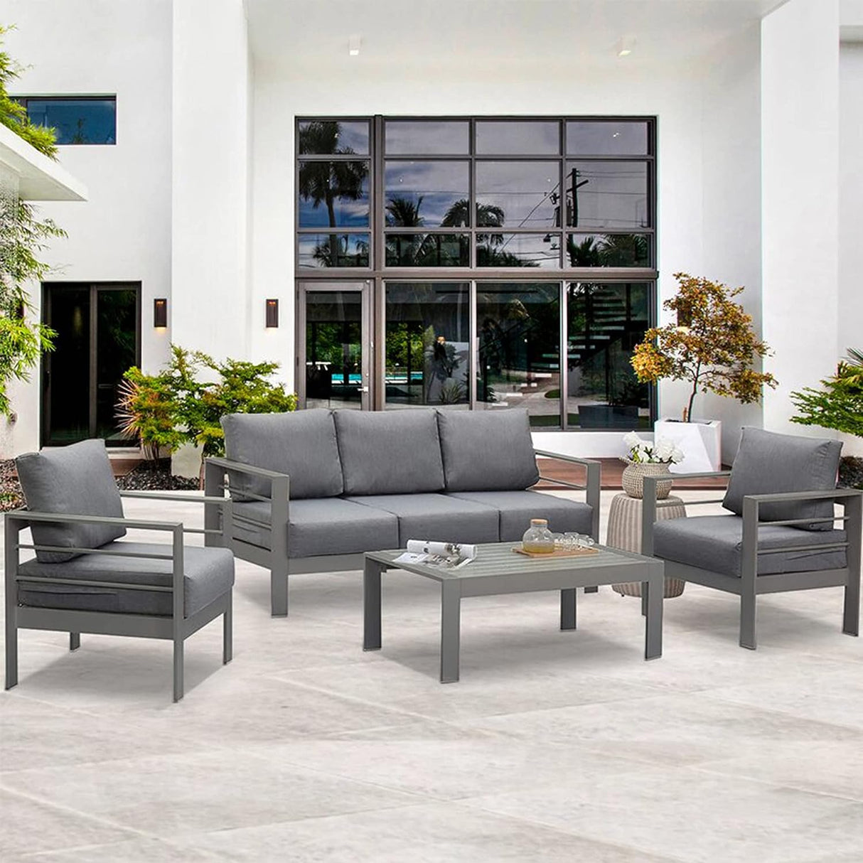 Wisteria Lane 4 Piece Aluminium Lounge Sofa Set