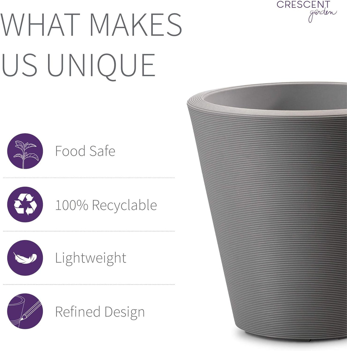 Crescent Garden Slate Rotational Moulded Madison Planter 16"