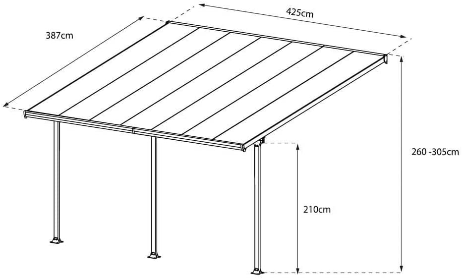 Feria Patio Cover 4m x 4m - Grey Frame & Clear Polycarbonate