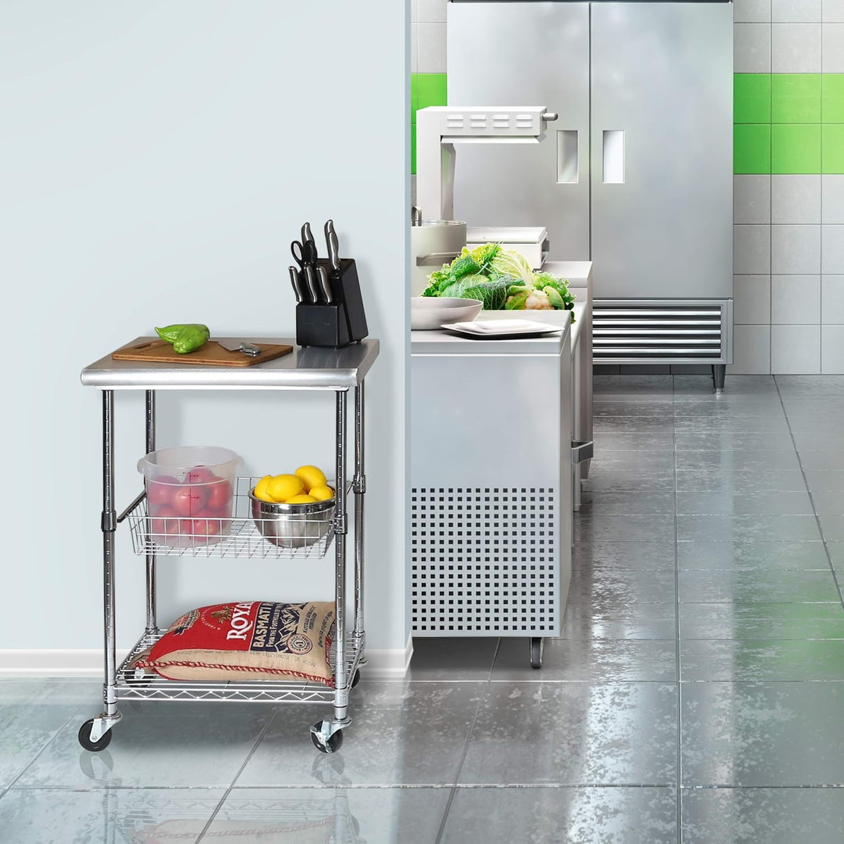 Stainless Steel Top Professional Kitchen Cart Workstation