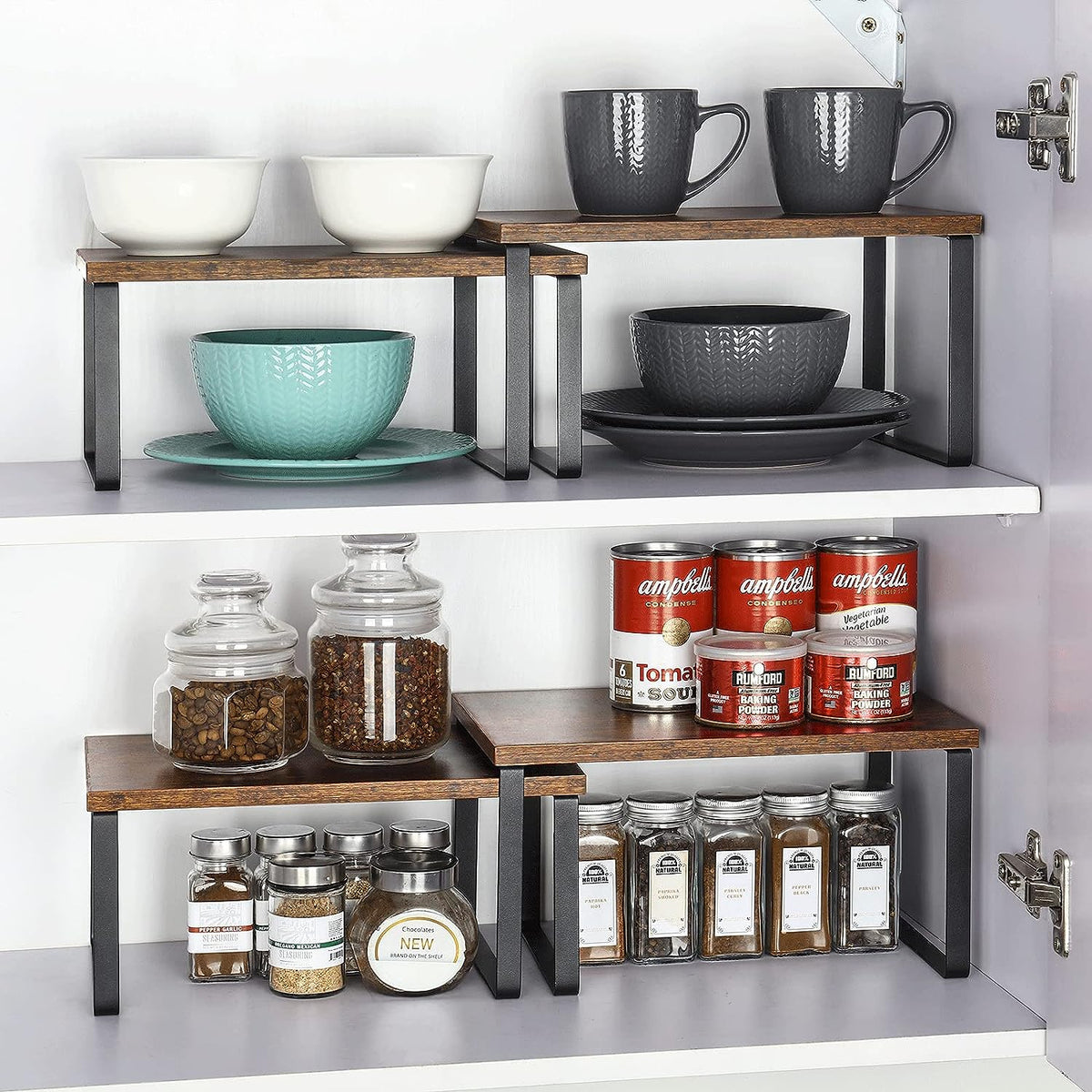 Wooden top Storage Shelves - Set of 2