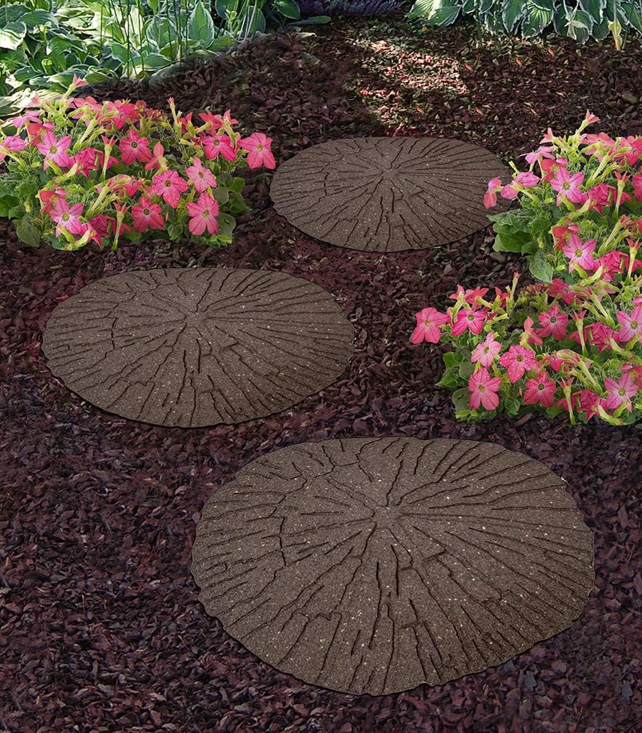 Recycled Rubber Stepping Stone Cracked Log
