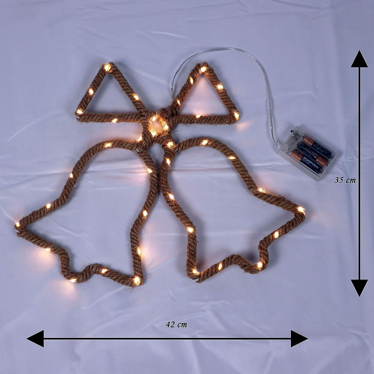 Christmas Bells Hemp LED Rope Light Silhouette