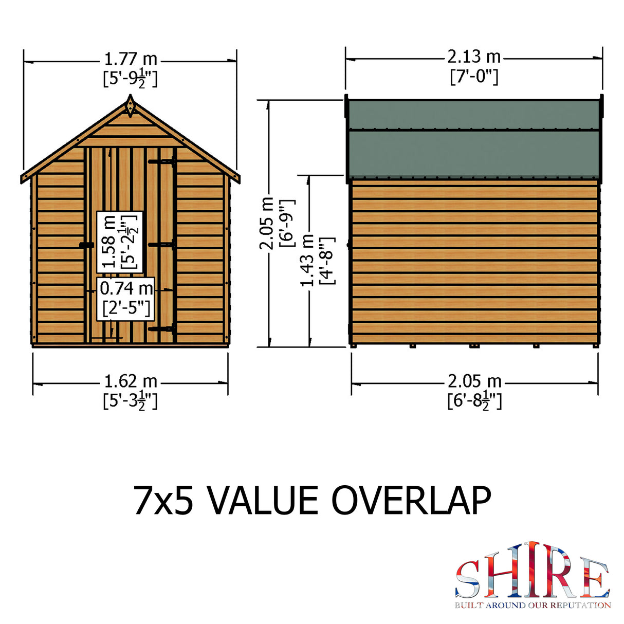 Garden Value Overlap 7 x 5 Shed
