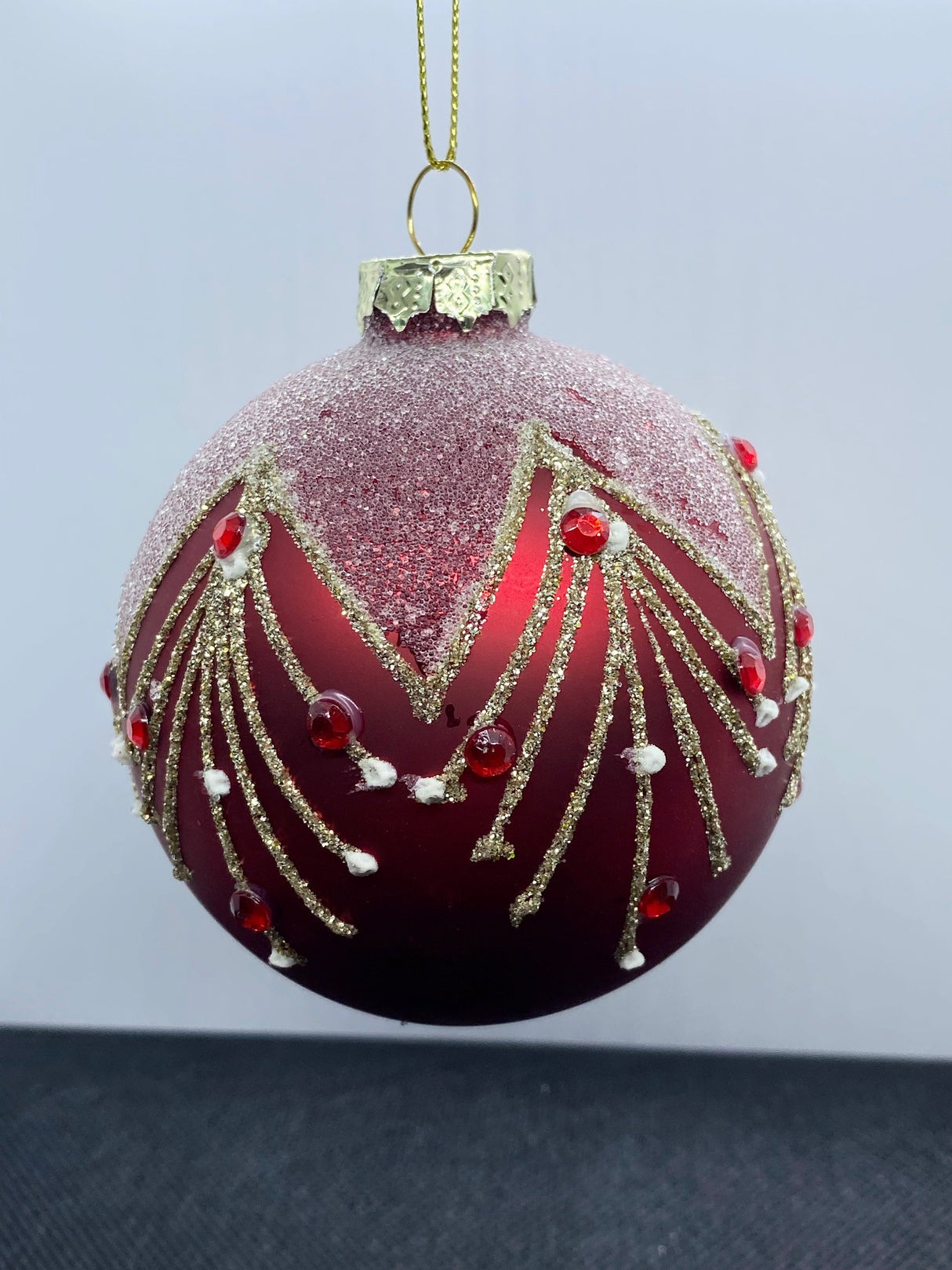 Set of 3 Traditional Green Red and Gold Christmas Tree Decorations 80mm