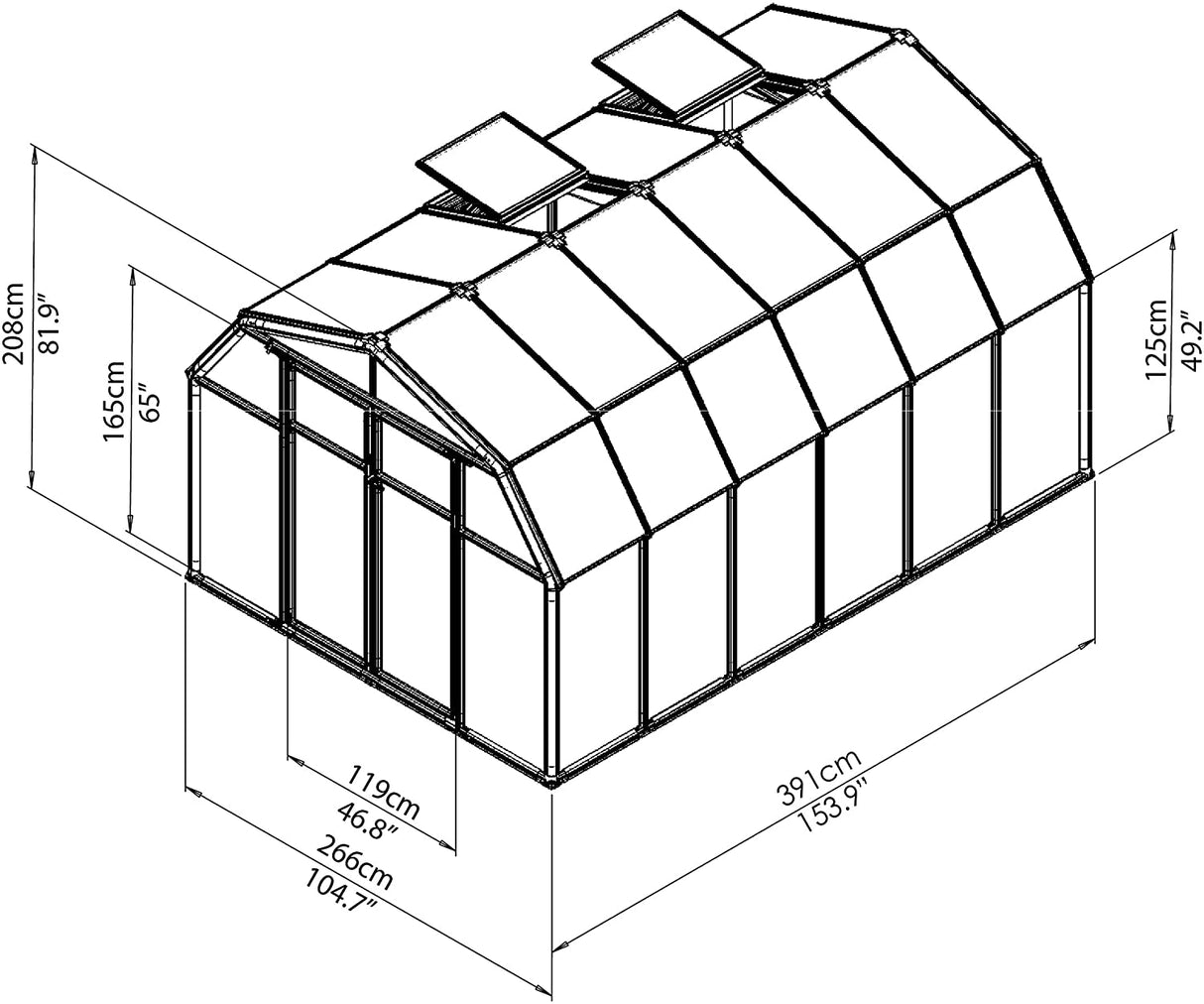 Hobby Gardener 8' x 12' Greenhouse - Green Frame & Twinwall Polycarbonate Panels