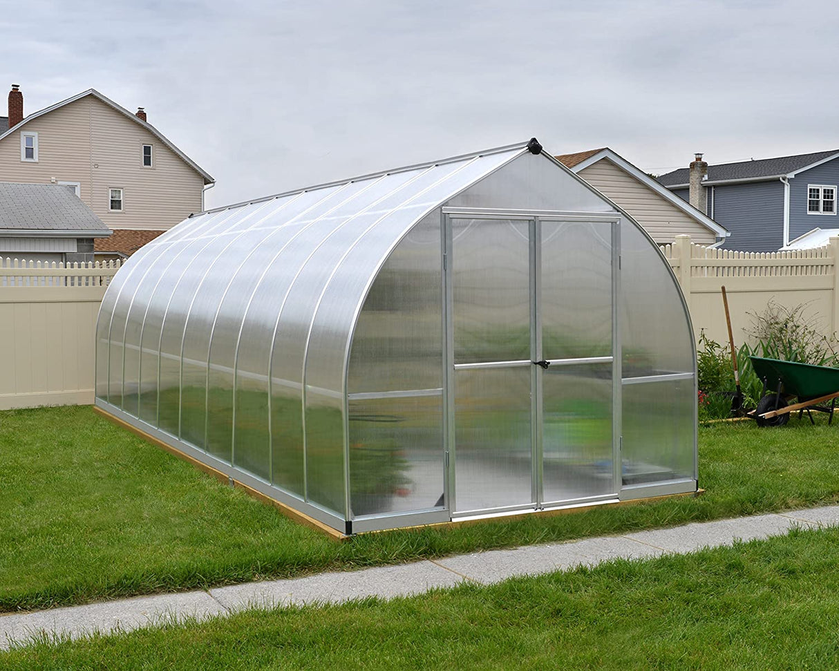 Bella 8' x 16' Greenhouse - Silver Frame & Twinwall Polycarbonate Panels