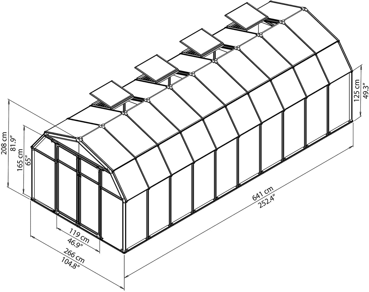 Hobby Gardener 8' x 20' Greenhouse - Green Frame & Twinwall Polycarbonate Panels