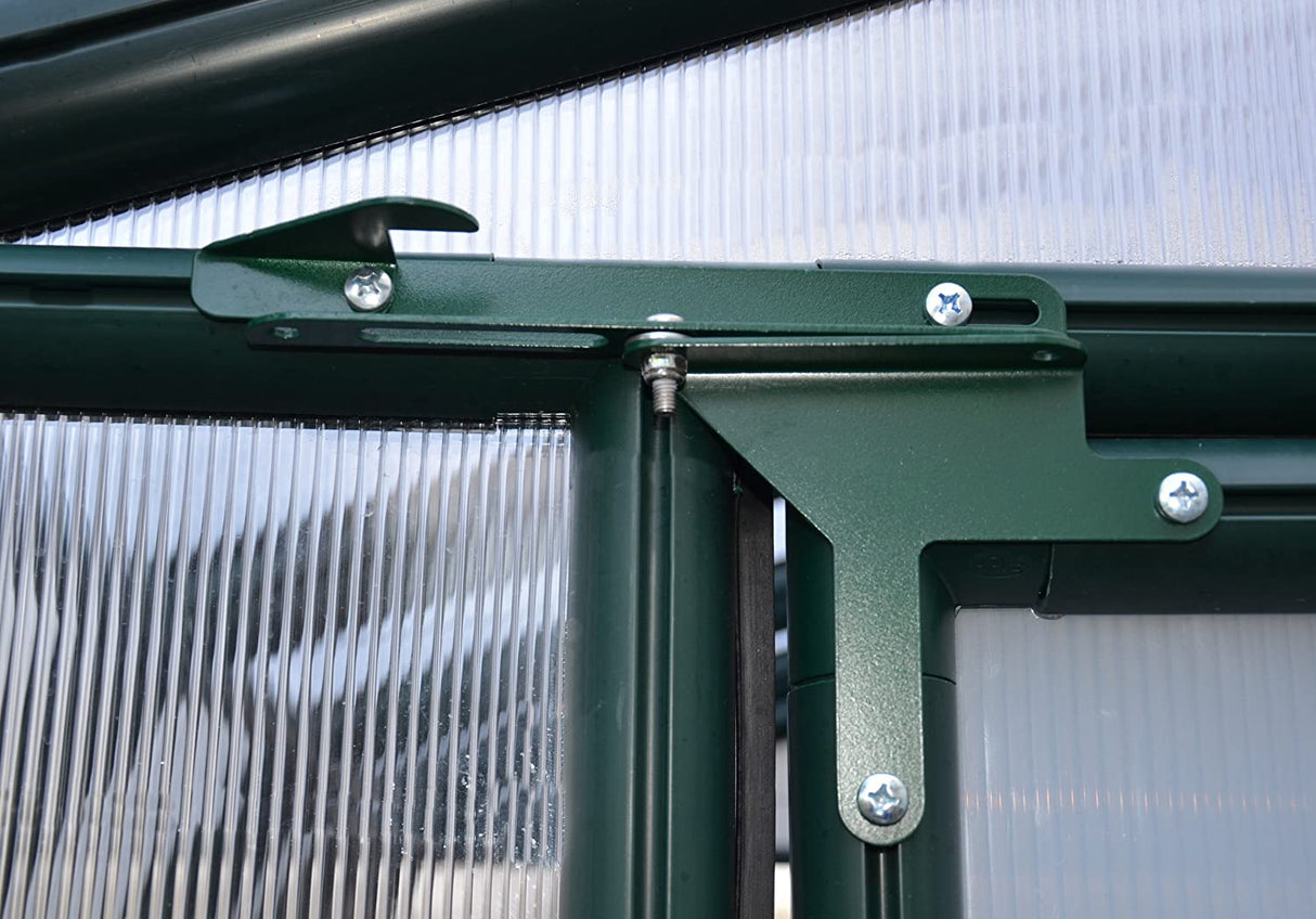 Hobby Gardener 8' x 8' Greenhouse - Green Frame & Twinwall Polycarbonate Panels