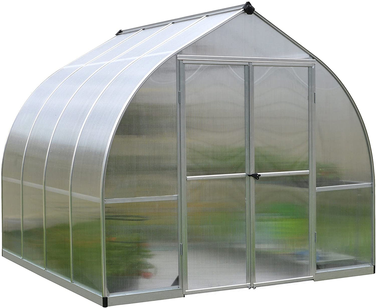 Bella 8' x 8' Greenhouse - Silver Frame & Twin Polycarbonate Panels