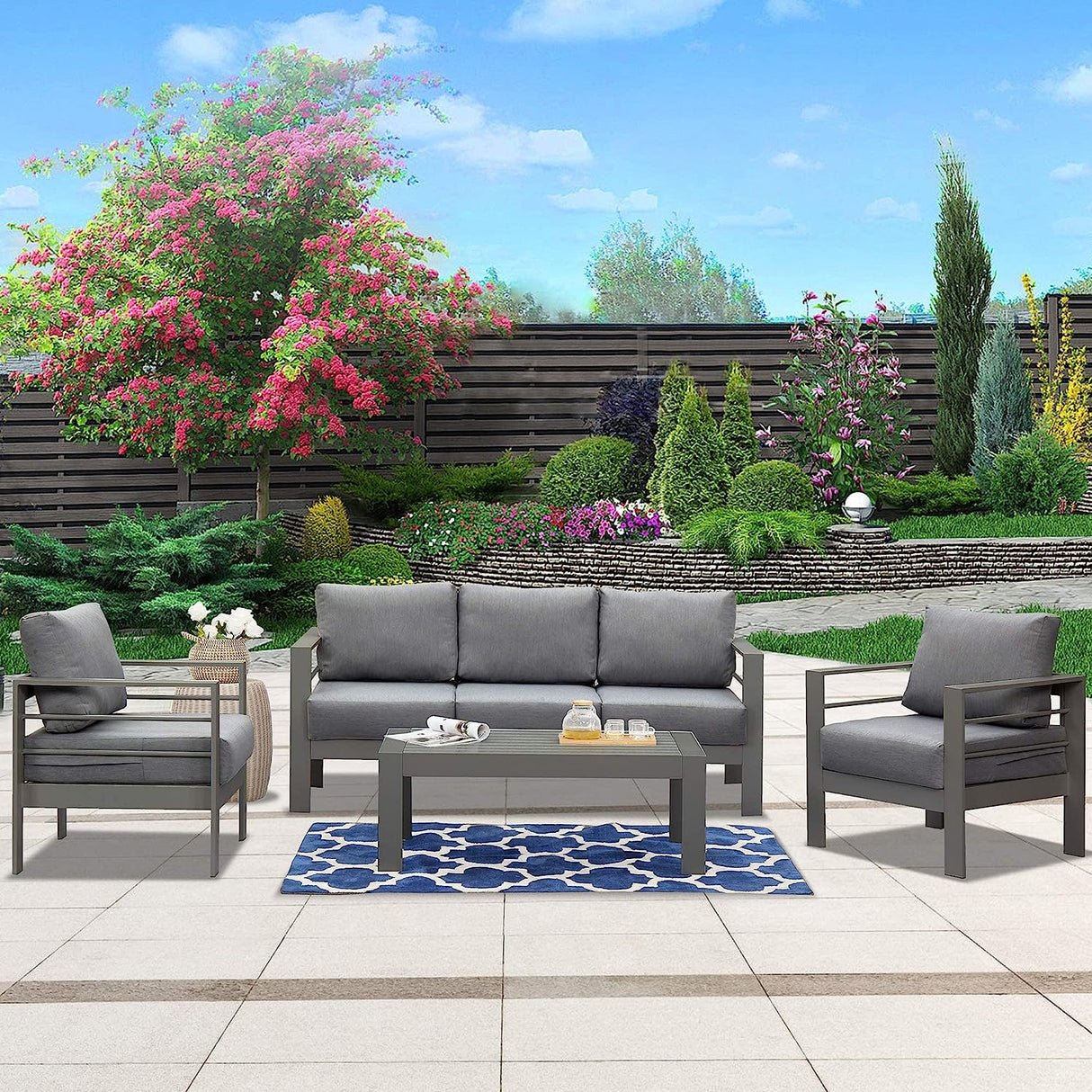 Wisteria Lane 4 Piece Aluminium Lounge Sofa Set