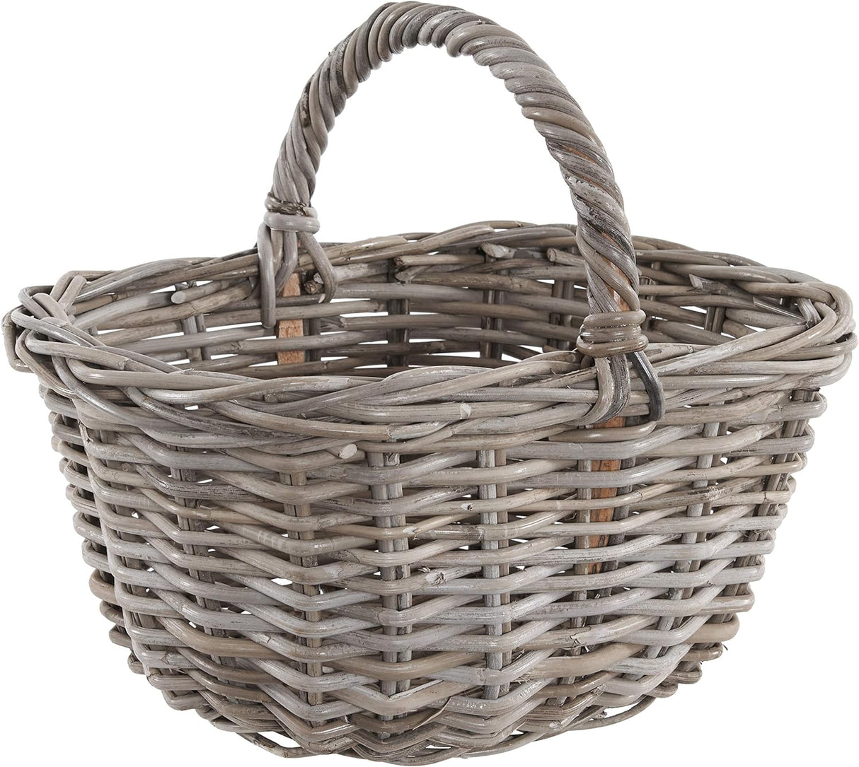 Grey Buff Rattan Wicker Shopping Basket