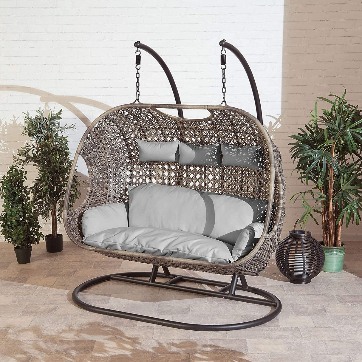 Triple Hanging Cocoon Egg Chair - Grey Cushions