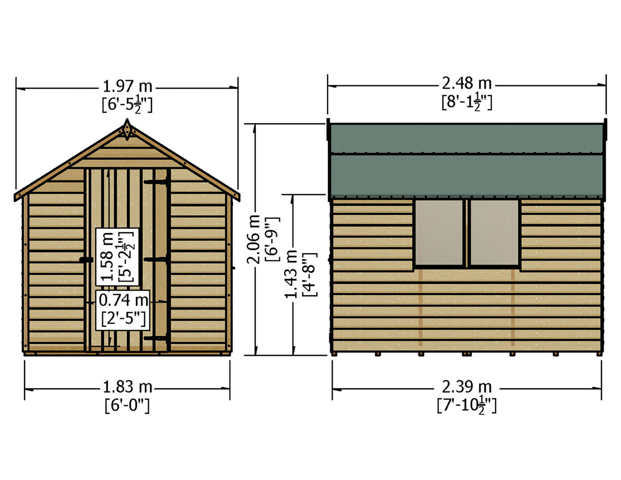 Garden Value Overlap 8 x 6 Shed with Window