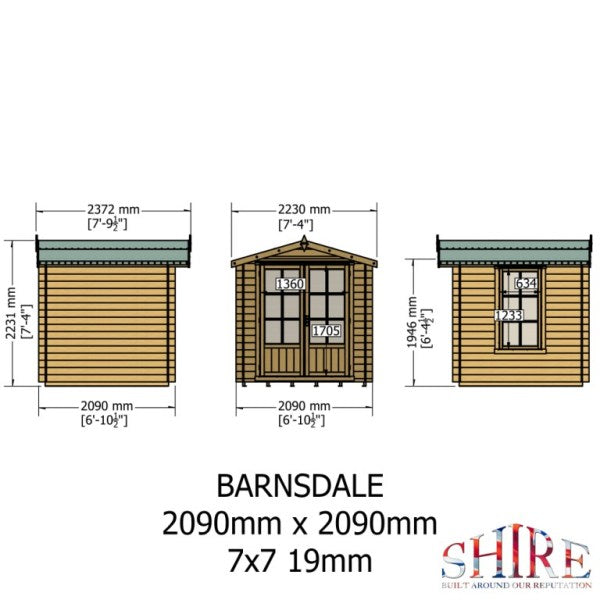 Shire Barnsdale 7x7 19mm Log Cabin