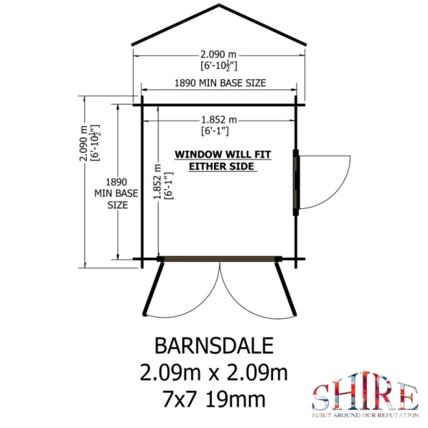 Shire Barnsdale 7x7 19mm Log Cabin